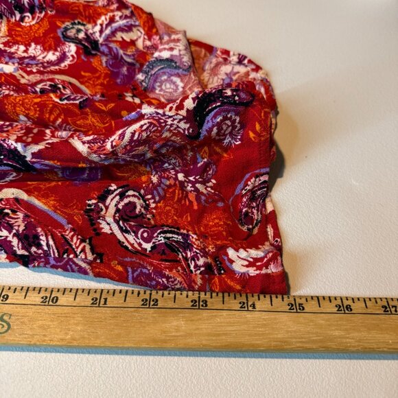 Intimately Free People Women L Floral Wide Leg Pants Red Flowy Pull On Bohemian - Picture 9 of 11